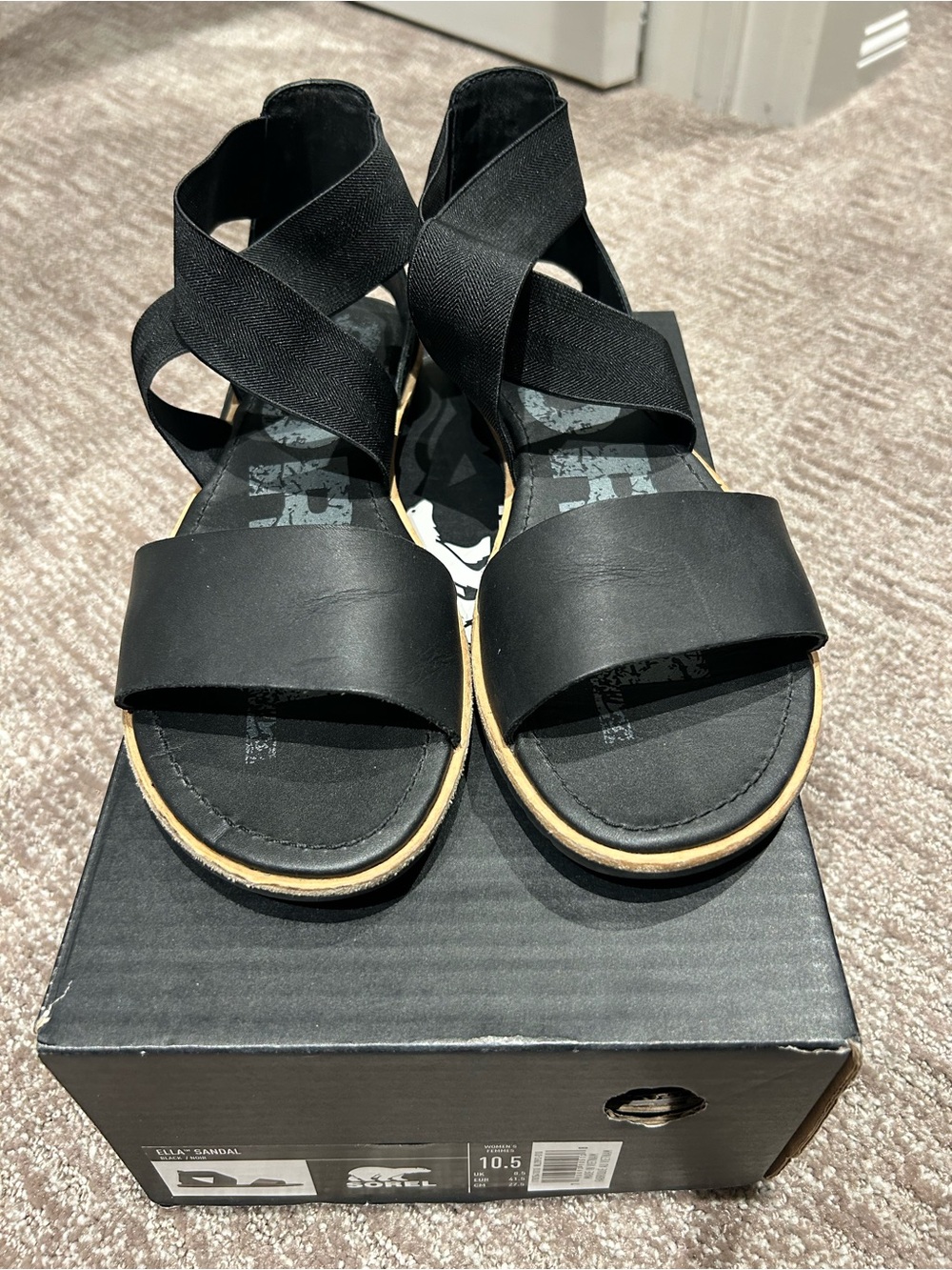 Sorel Black Elastic Crisscross Sandals